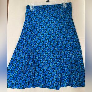 LuLaRoe Blue A-Line Azure Midi Skirt Casual Resort Wear